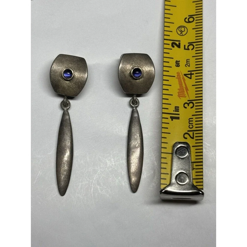 Designer Meryl Waitz Sterling Silver 925 Dangle Earrings Modernist Fine Jewelry